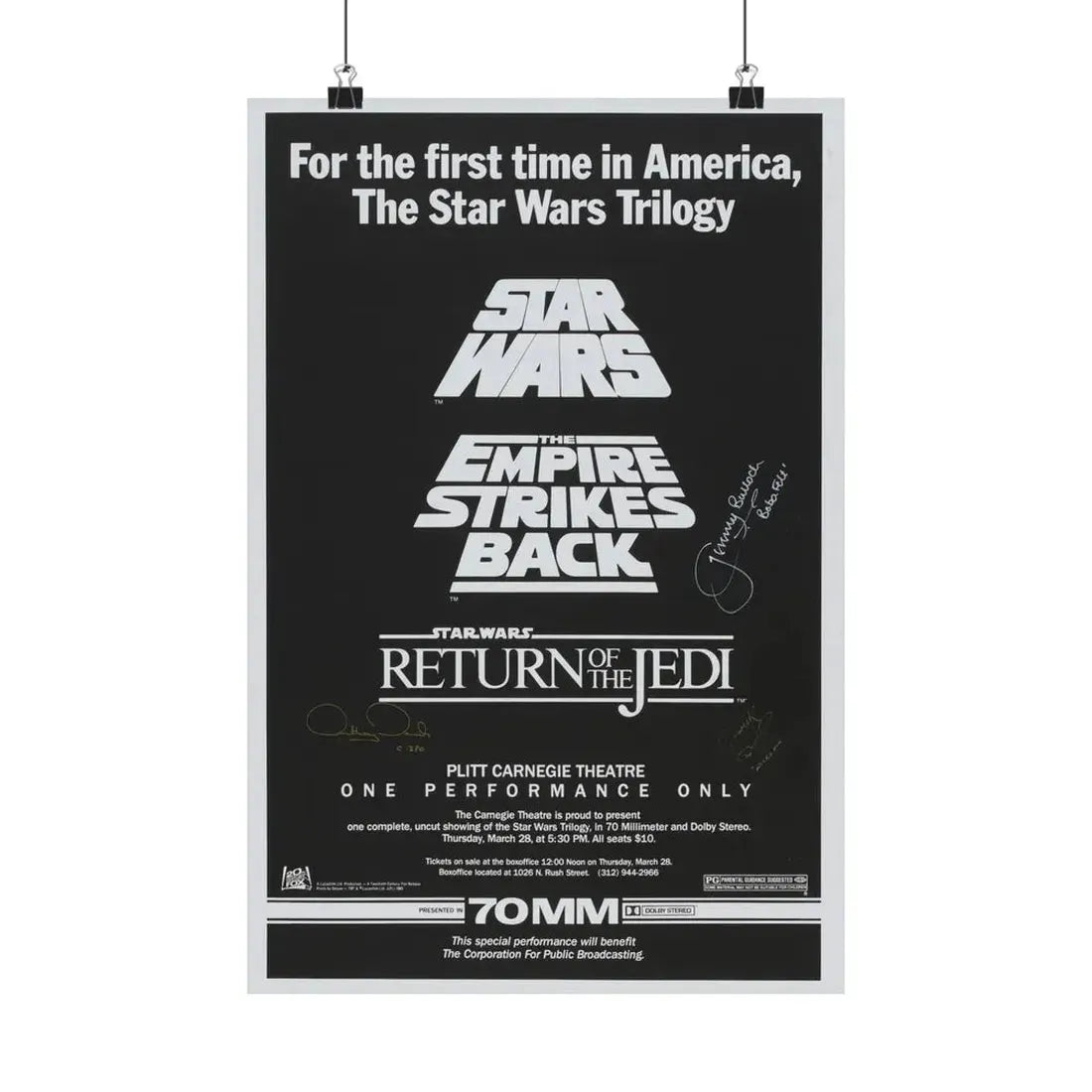 STAR WARS TRILOGY 70MM 1977 - Paper Movie Poster 12″ x 18″ Matte - The Sticker Space