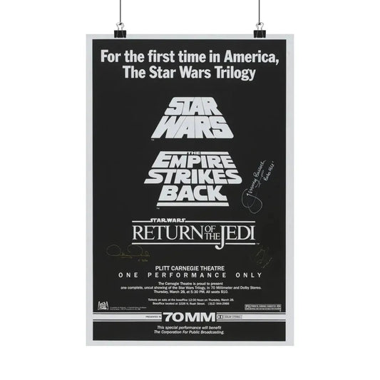 STAR WARS TRILOGY 70MM 1977 - Paper Movie Poster 12″ x 18″ Matte - The Sticker Space