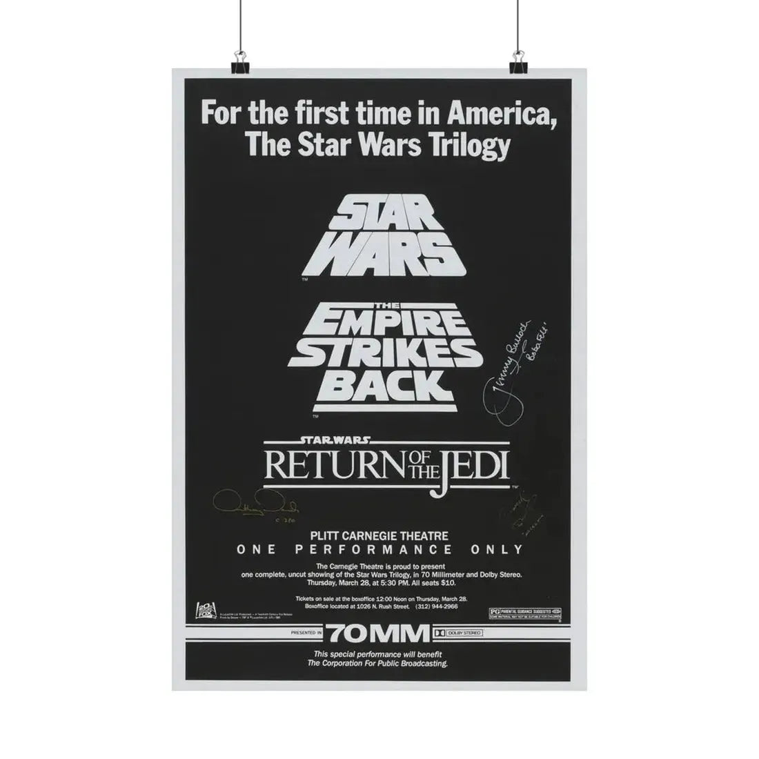 STAR WARS TRILOGY 70MM 1977 - Paper Movie Poster 16″ x 24″ Matte - The Sticker Space