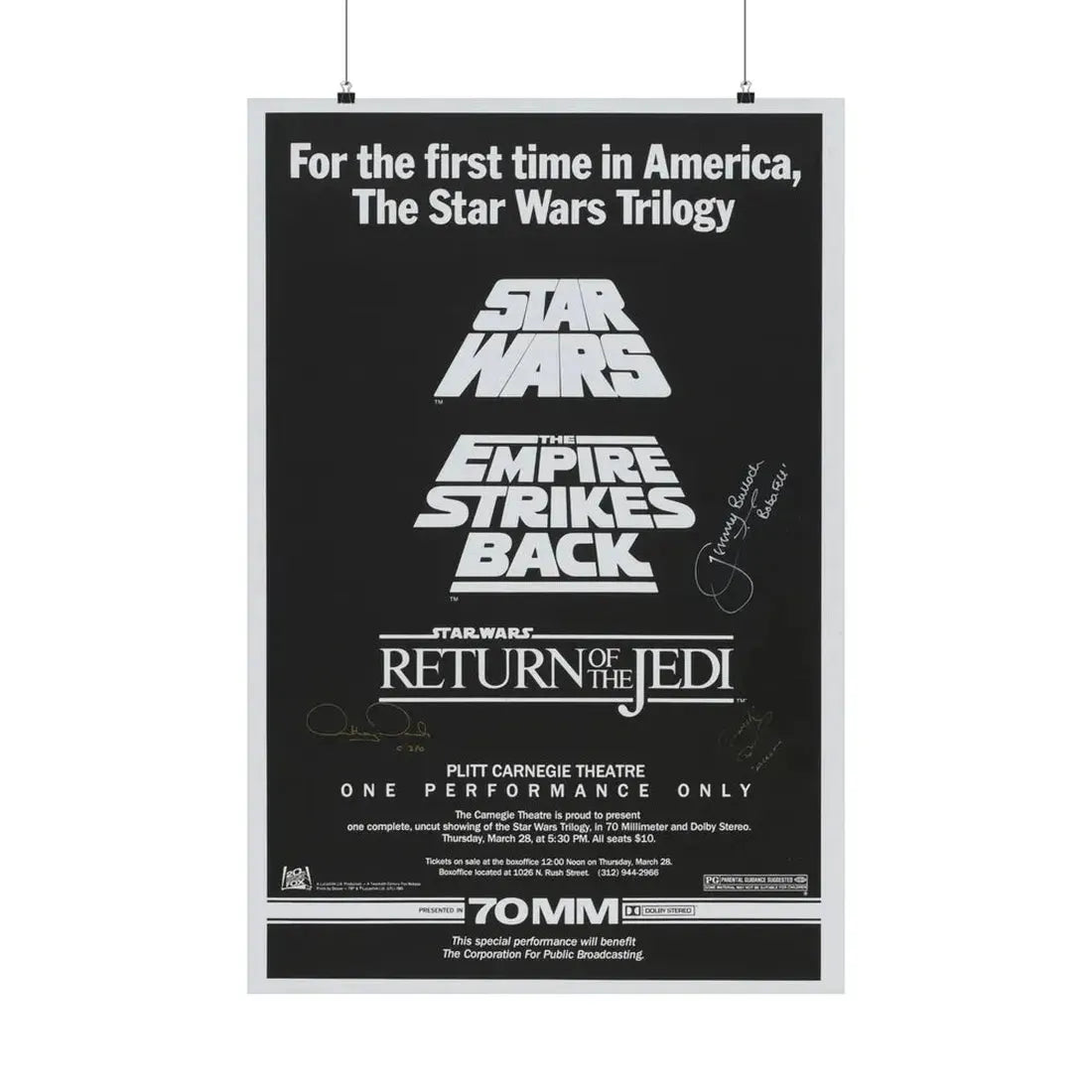STAR WARS TRILOGY 70MM 1977 - Paper Movie Poster 24″ x 36″ Matte - The Sticker Space