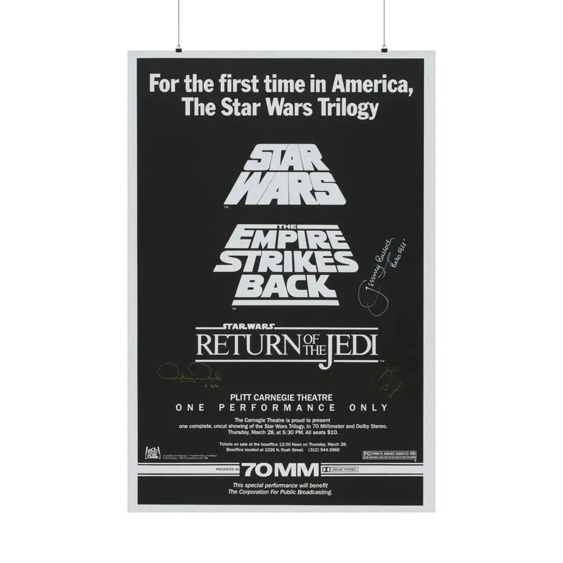 STAR WARS TRILOGY 70MM 1977 - Paper Movie Poster 36" x 54" Matte - The Sticker Space