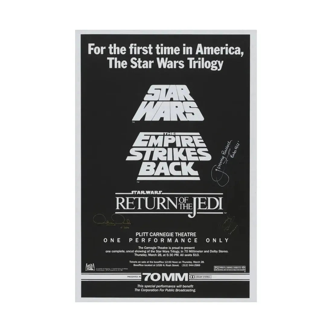 STAR WARS TRILOGY 70MM 1977 - Paper Movie Poster - The Sticker Space