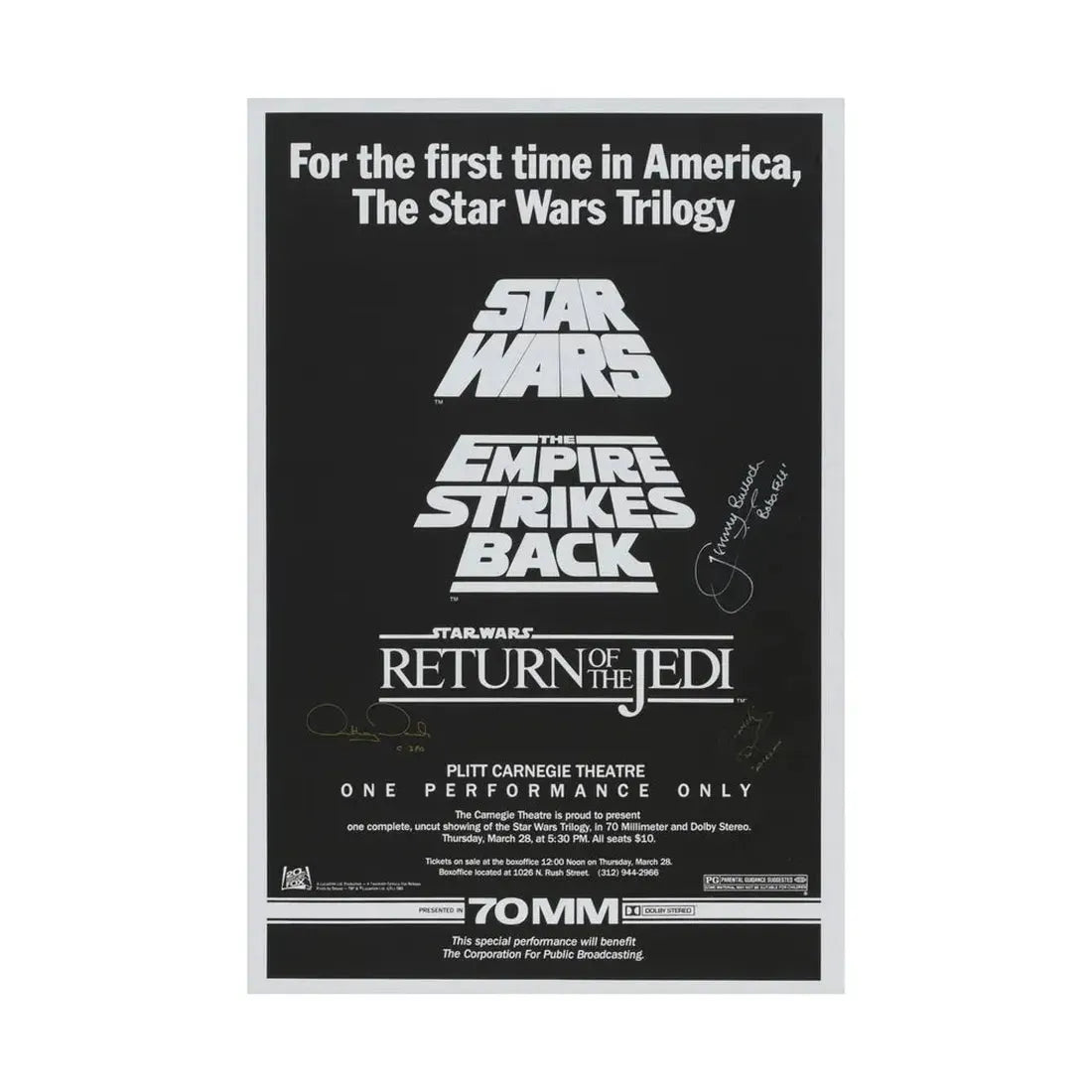 STAR WARS TRILOGY 70MM 1977 - Paper Movie Poster - The Sticker Space