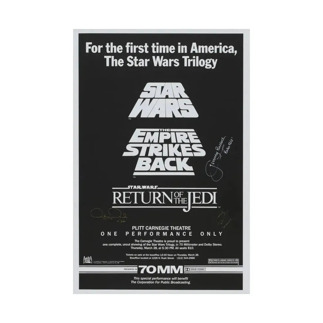 STAR WARS TRILOGY 70MM 1977 - Paper Movie Poster - The Sticker Space