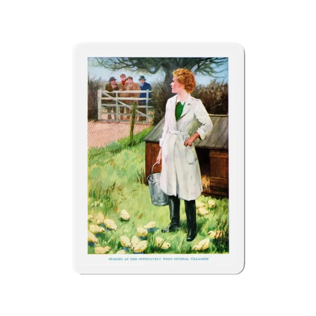 staring at her offensively were several villagers (Magazine Illustration) Refrigerator Magnet 2 Inch Die-Cut - The Sticker Space