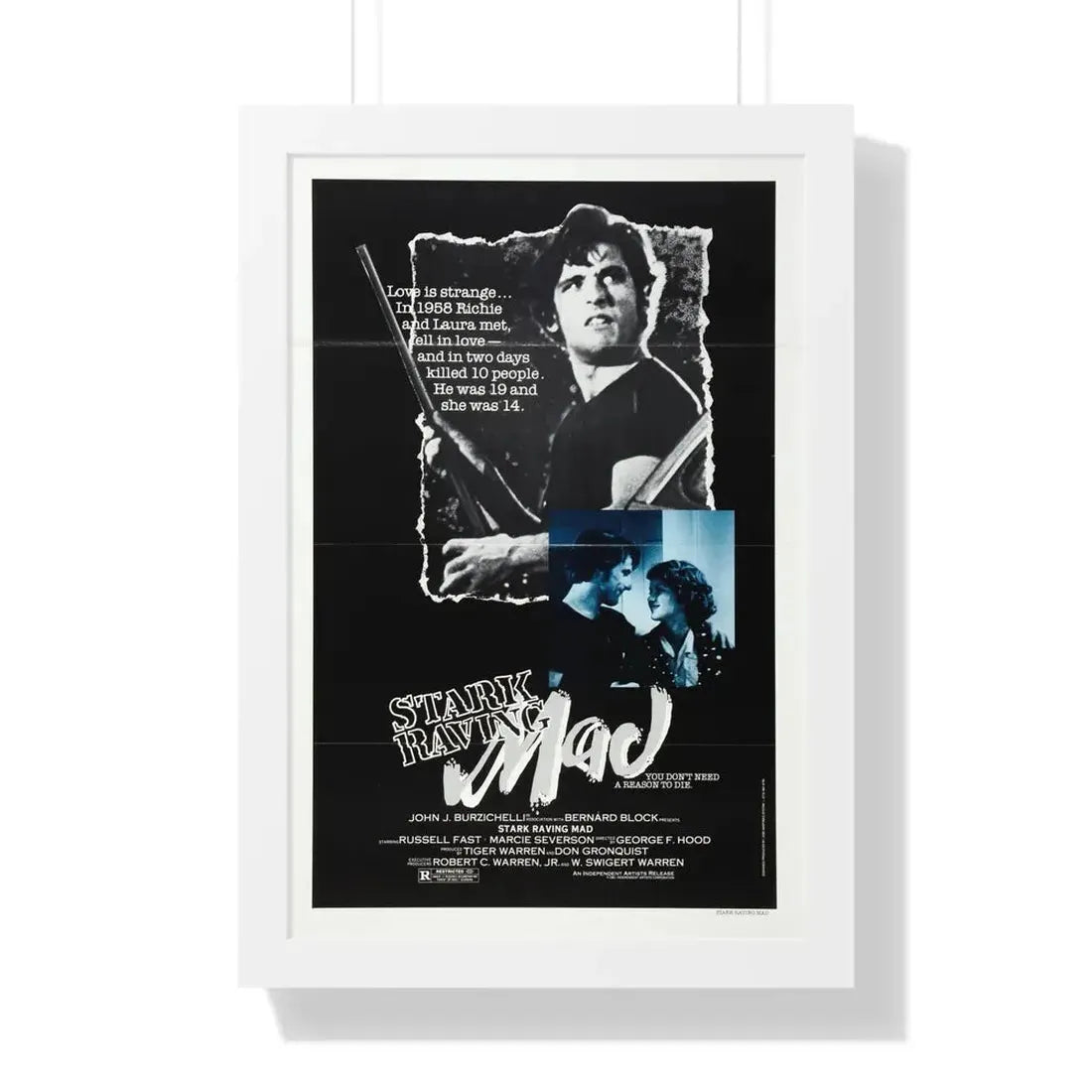 STARK RAVING MAD 1981 - Framed Movie Poster 16″ x 24″ White - The Sticker Space
