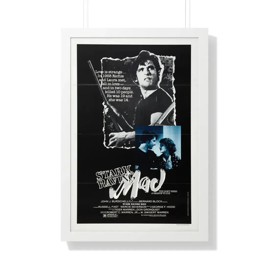 STARK RAVING MAD 1981 - Framed Movie Poster 20" x 30" White - The Sticker Space