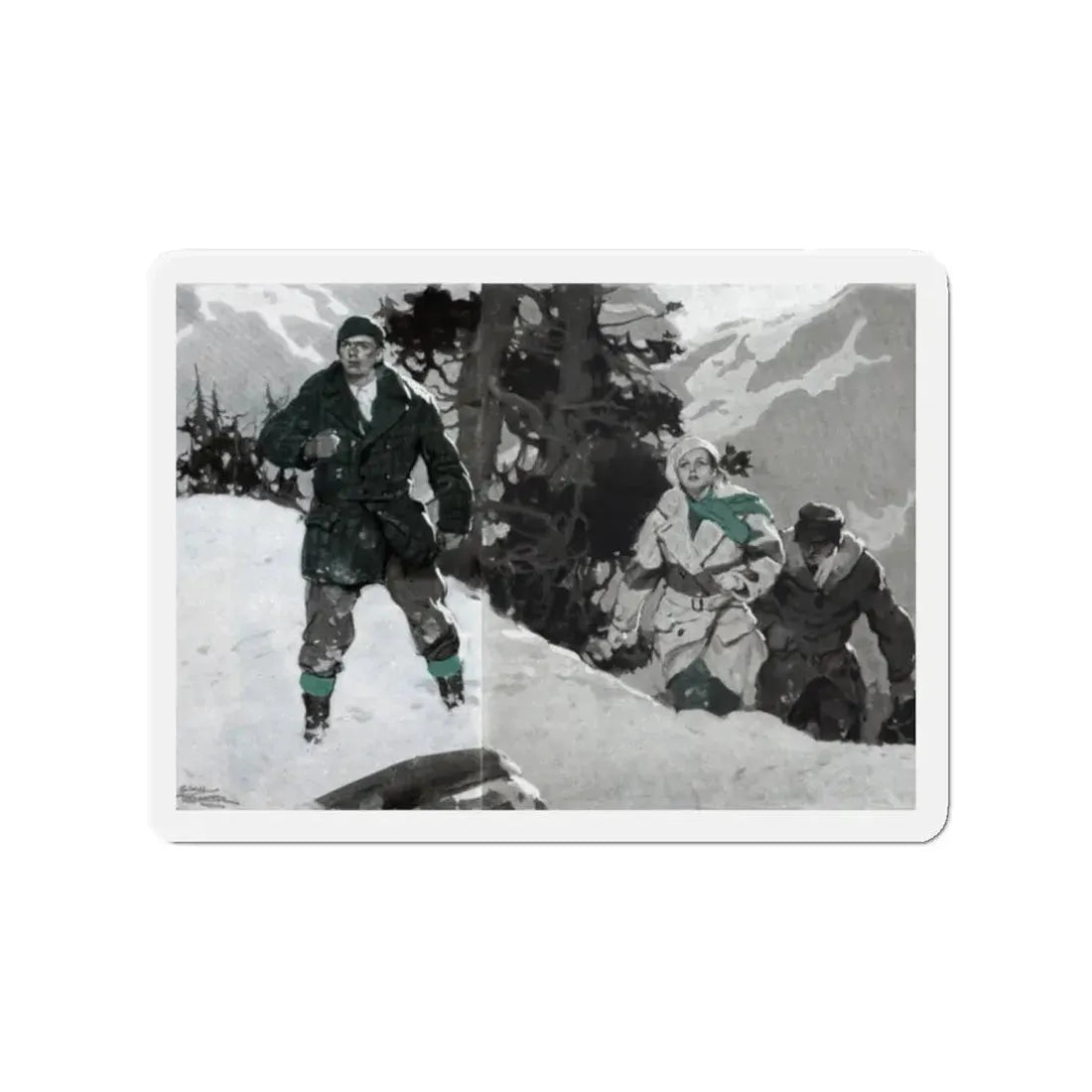 Starlight Pass (1), The American Magazine, January 1935 (Magazine Illustration) Refrigerator Magnet 2 Inch Die-Cut - The Sticker Space