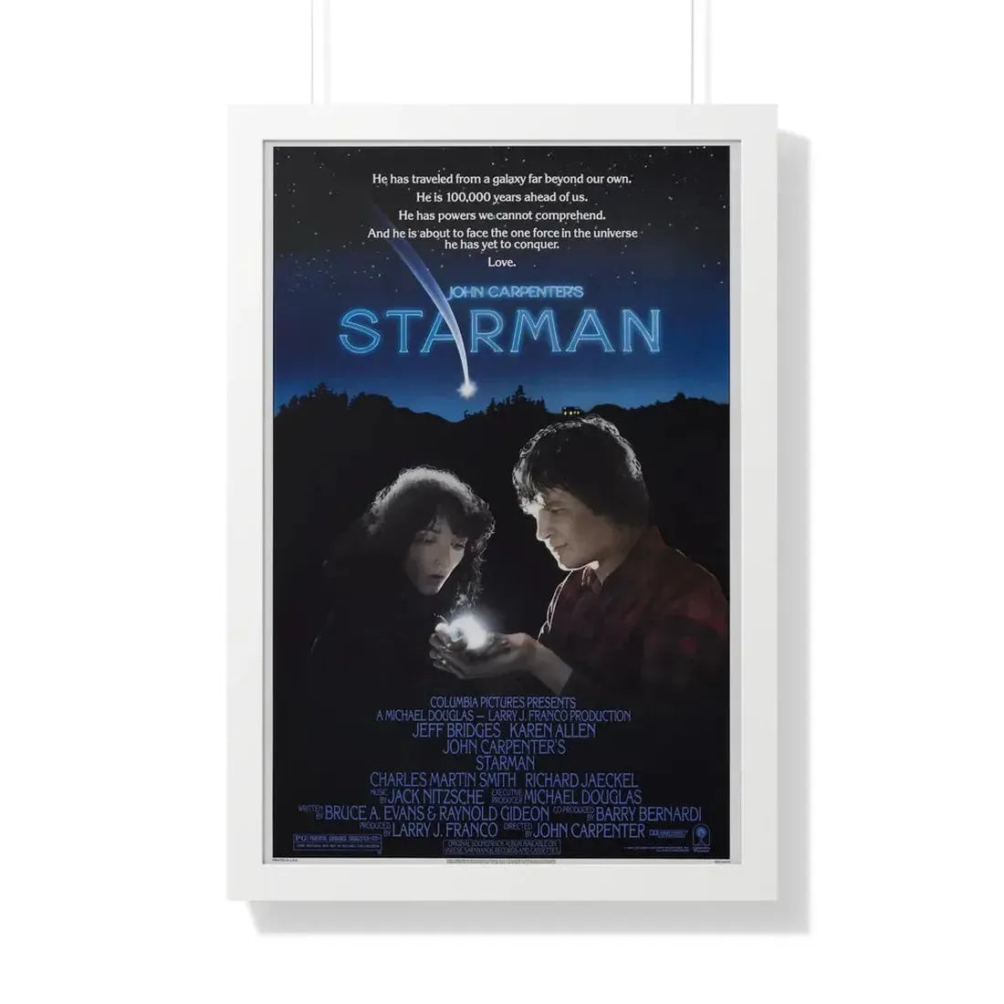 STARMAN 1984 - Framed Movie Poster 20" x 30" White - The Sticker Space