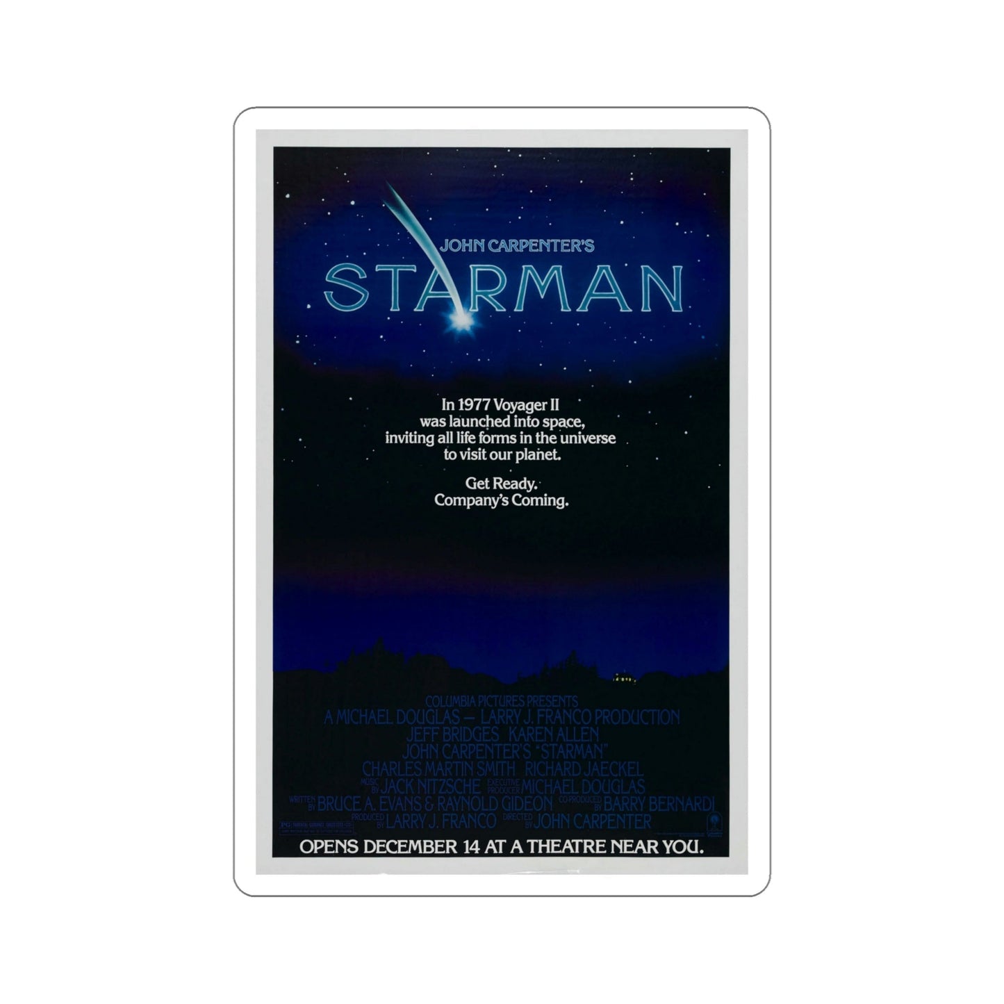 Starman 1984 Movie Poster STICKER Vinyl Die-Cut Decal-5 Inch-The Sticker Space