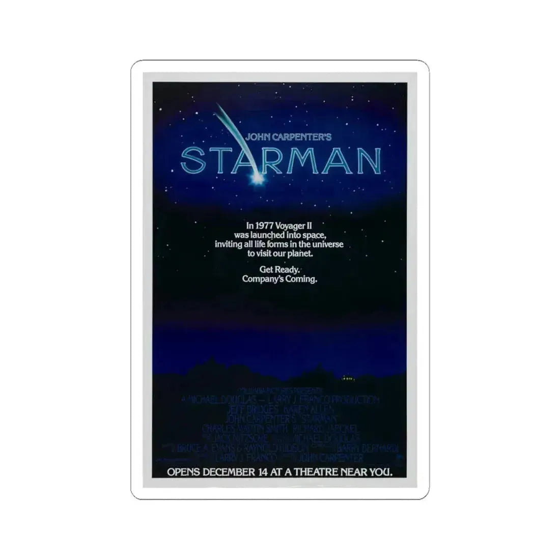 Starman 1984 Movie Poster - STICKER Vinyl Kiss-Cut Decal 6 Inch White - The Sticker Space