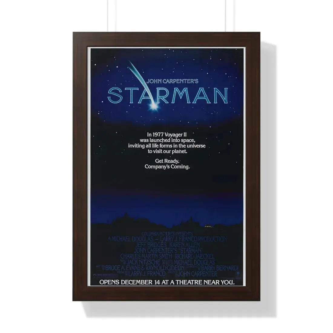 STARMAN (TEASER) 1984 - Framed Movie Poster 16″ x 24″ Walnut - The Sticker Space