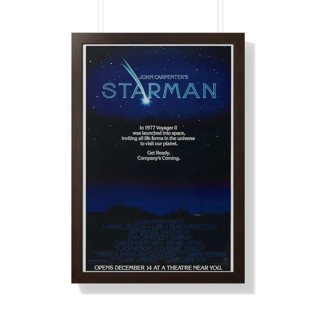 STARMAN (TEASER) 1984 - Framed Movie Poster 20" x 30" Walnut - The Sticker Space