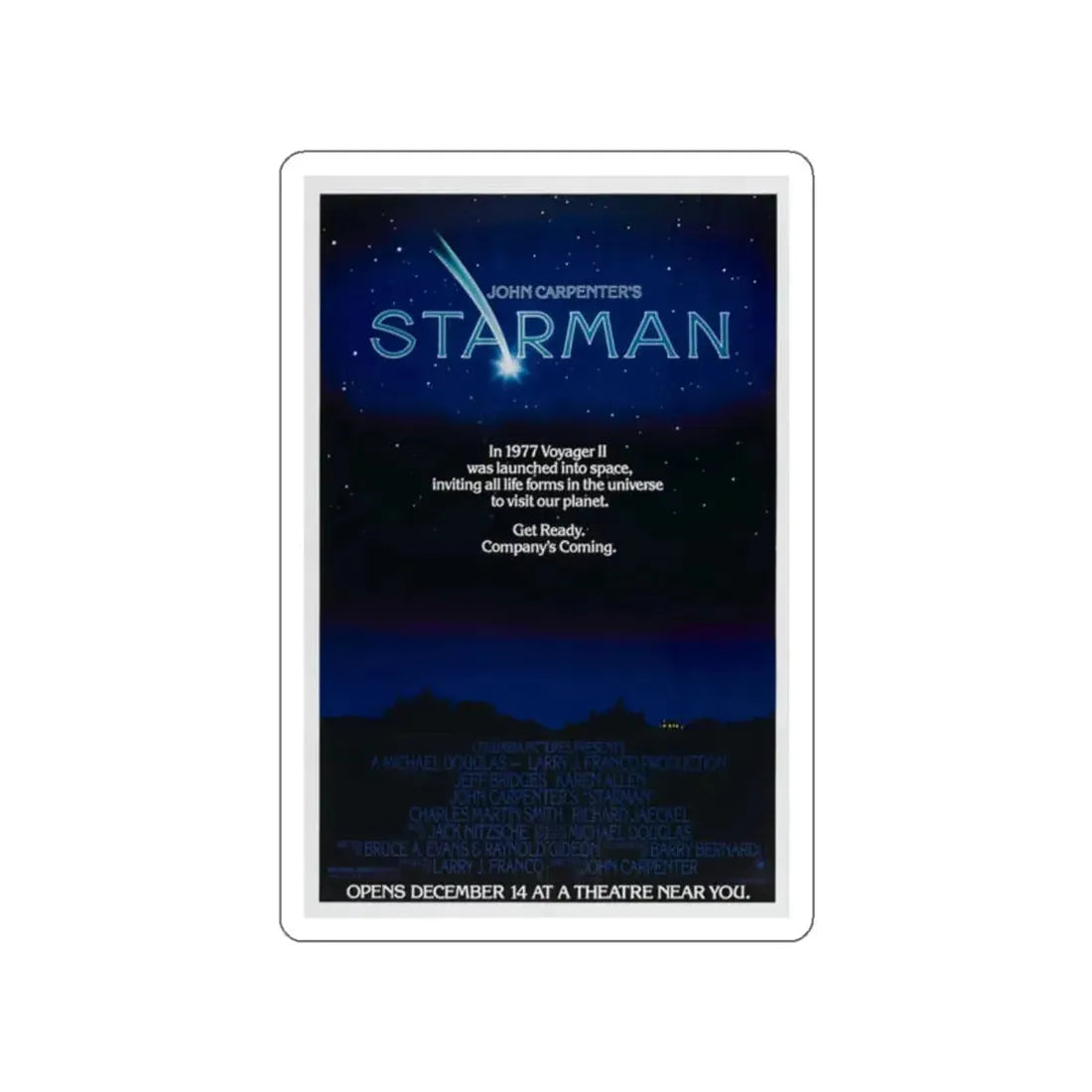 STARMAN (TEASER) 1984 Movie Poster STICKER Vinyl Die-Cut Decal 2 Inch - The Sticker Space