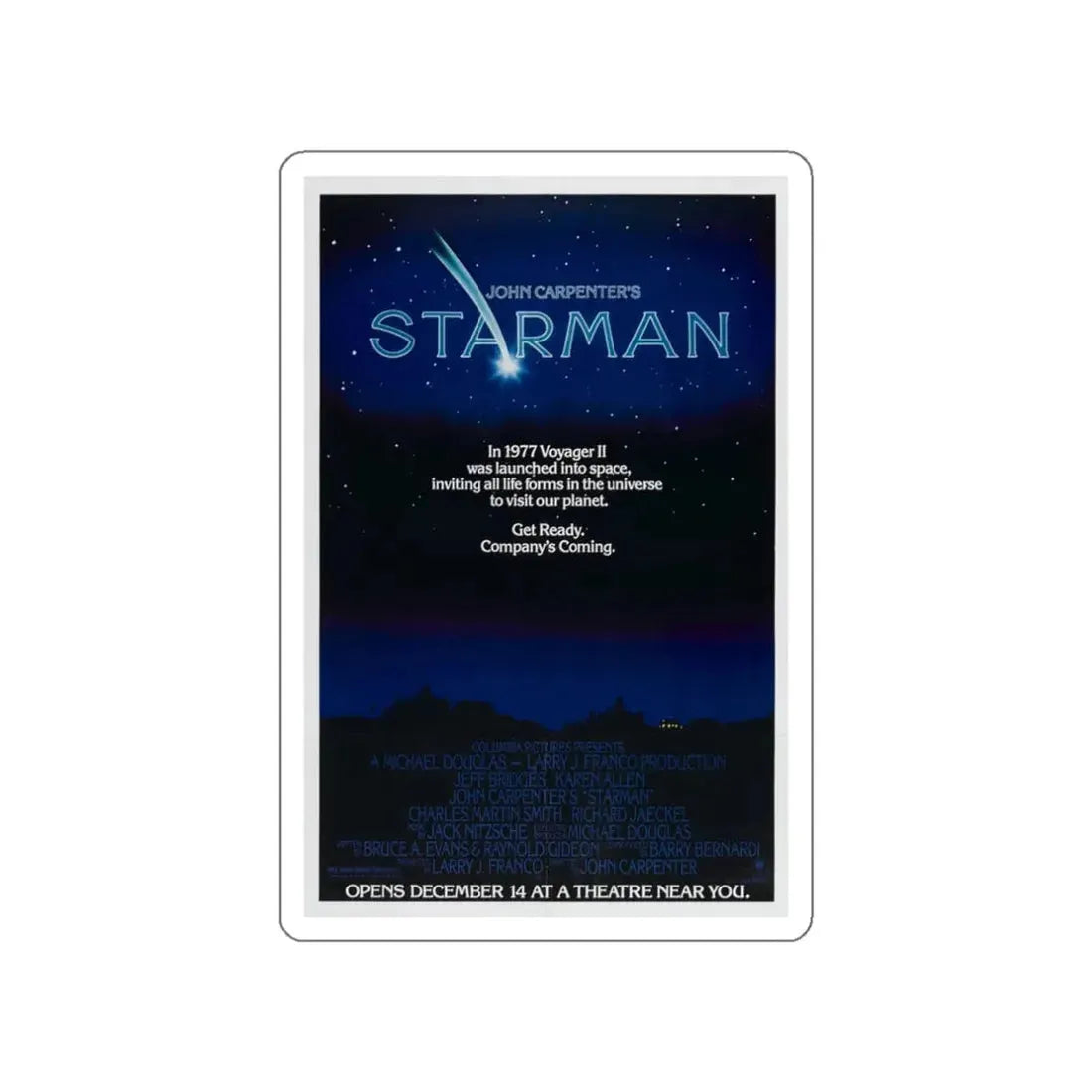 STARMAN (TEASER) 1984 Movie Poster STICKER Vinyl Die-Cut Decal 3 Inch - The Sticker Space