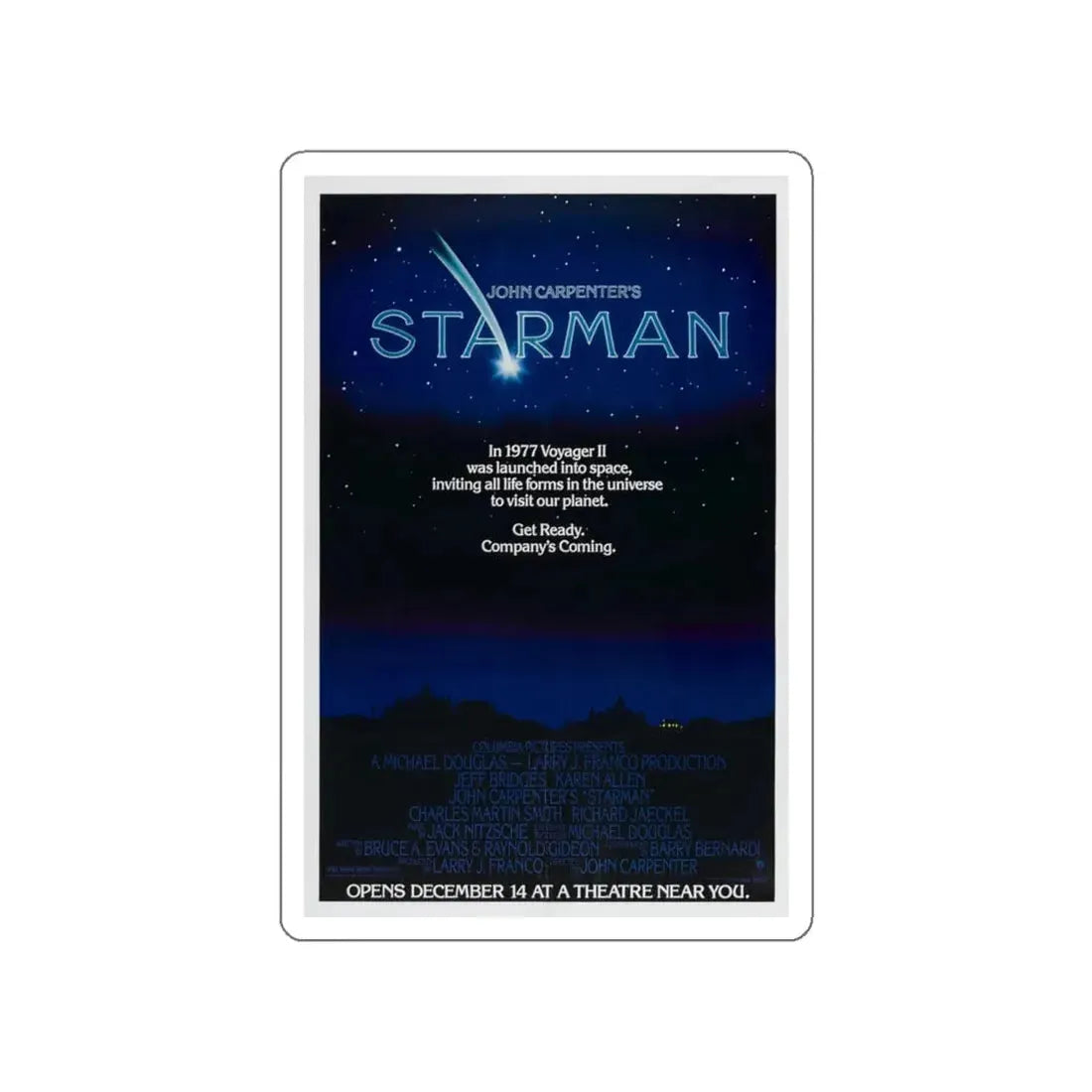 STARMAN (TEASER) 1984 Movie Poster STICKER Vinyl Die-Cut Decal 4 Inch - The Sticker Space