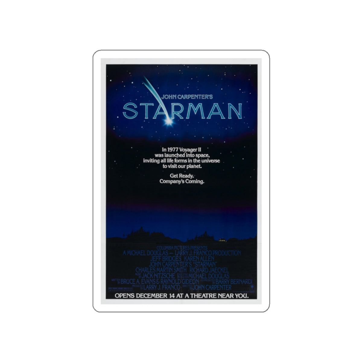 STARMAN (TEASER) 1984 Movie Poster STICKER Vinyl Die-Cut Decal-White-The Sticker Space