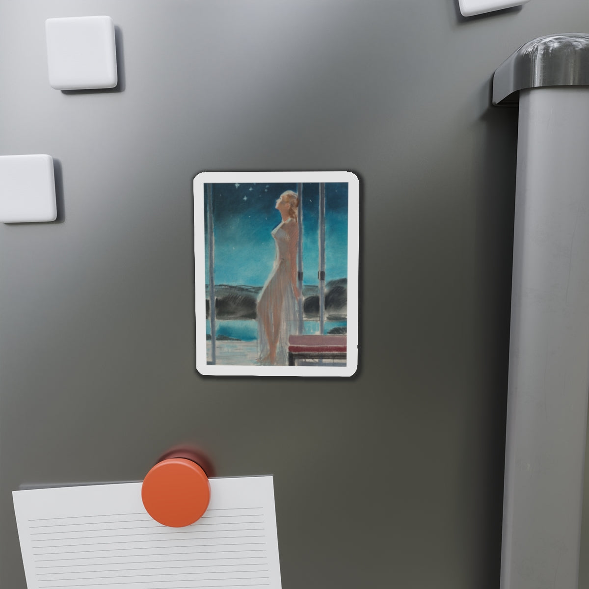 Starry Night (Magazine Illustration) Refrigerator Magnet-The Sticker Space