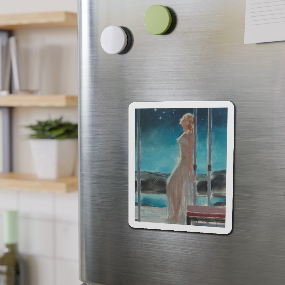 Starry Night (Magazine Illustration) Refrigerator Magnet-The Sticker Space