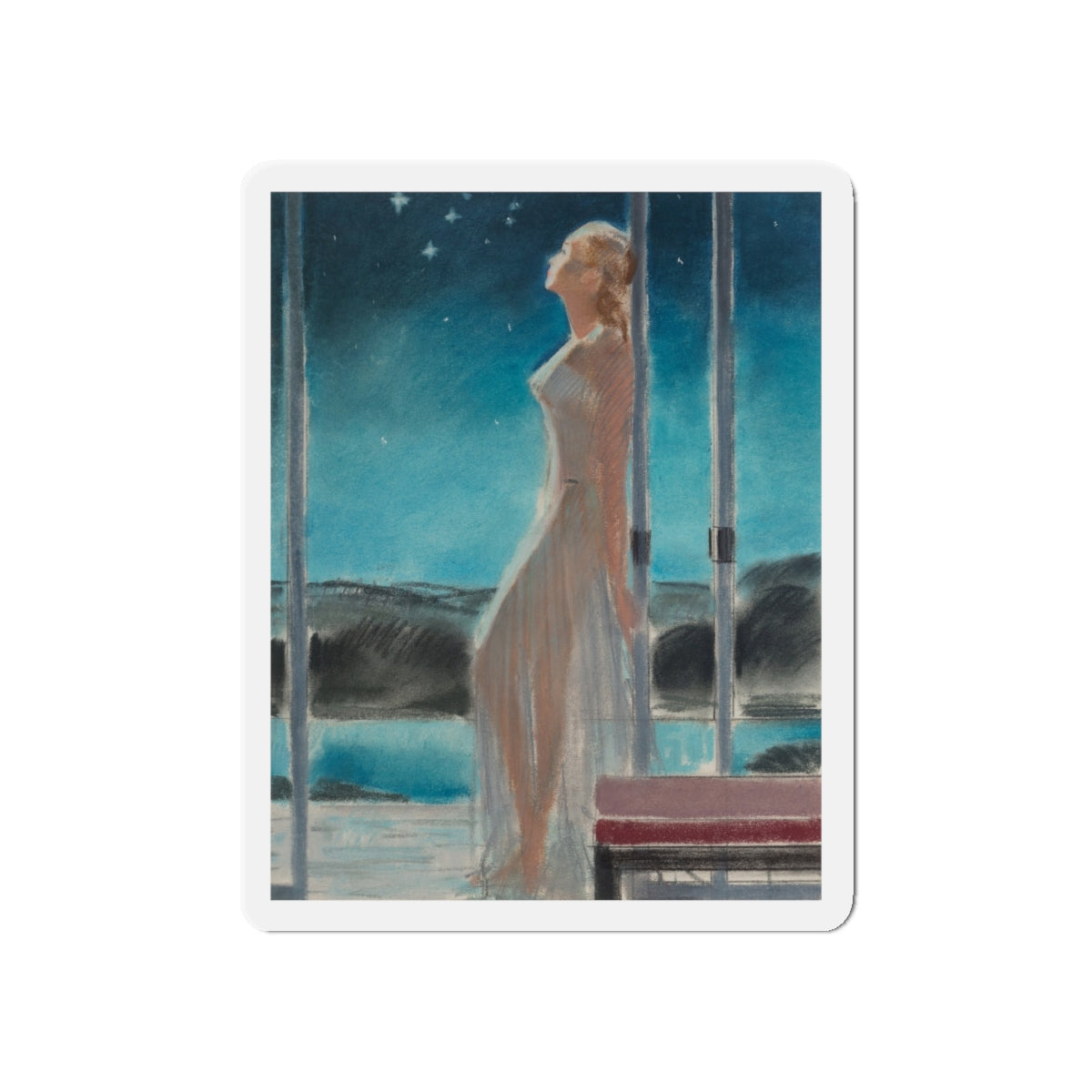 Starry Night (Magazine Illustration) Refrigerator Magnet-5" x 5"-The Sticker Space