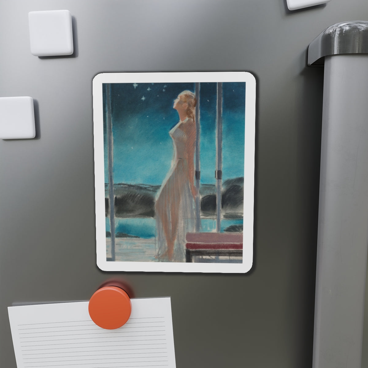 Starry Night (Magazine Illustration) Refrigerator Magnet-The Sticker Space