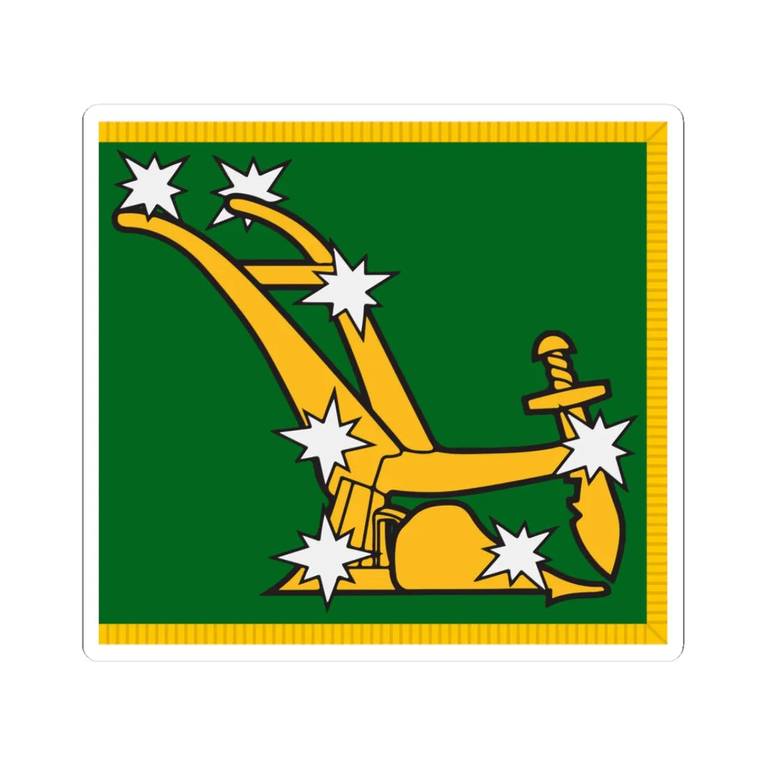 Starry Plough flag with fringe (Ireland) STICKER Vinyl Kiss-Cut Decal 3 Inch White - The Sticker Space