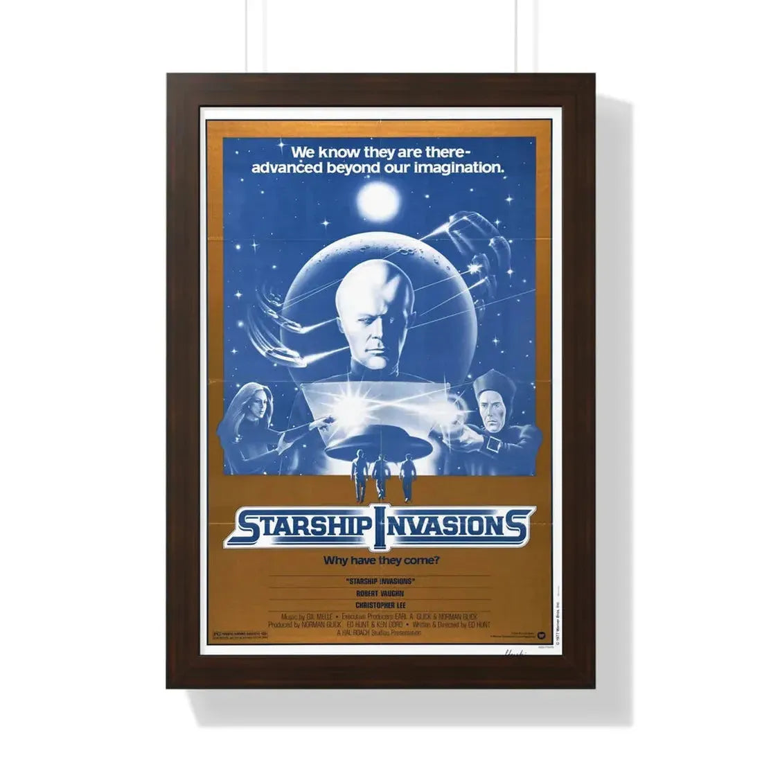 STARSHIP INVASIONS 1977 - Framed Movie Poster 16″ x 24″ Walnut - The Sticker Space