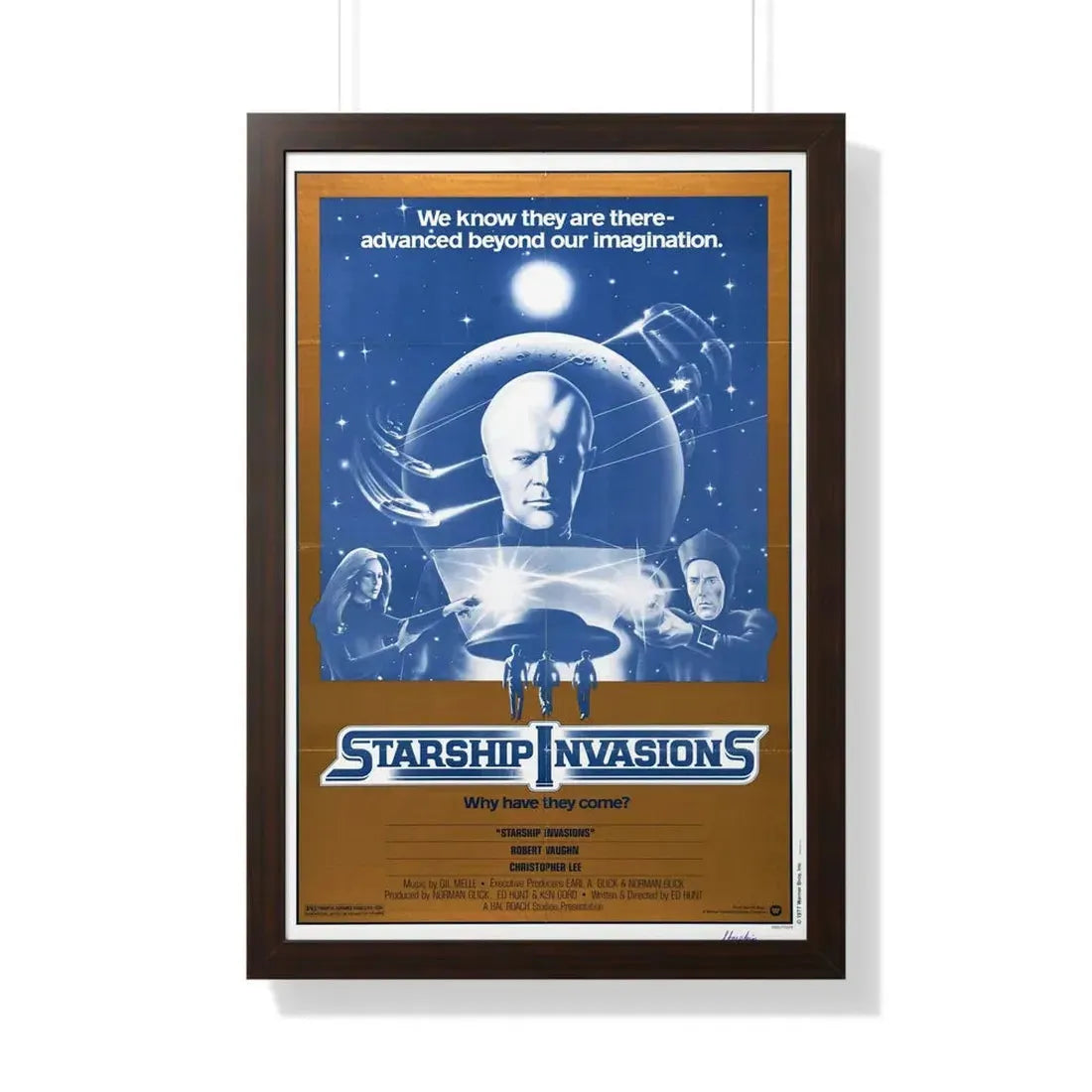 STARSHIP INVASIONS 1977 - Framed Movie Poster 20" x 30" Walnut - The Sticker Space