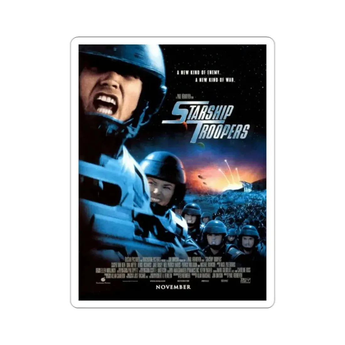Starship Troopers 1997 Movie Poster STICKER Vinyl Die-Cut Decal 2 Inch - The Sticker Space