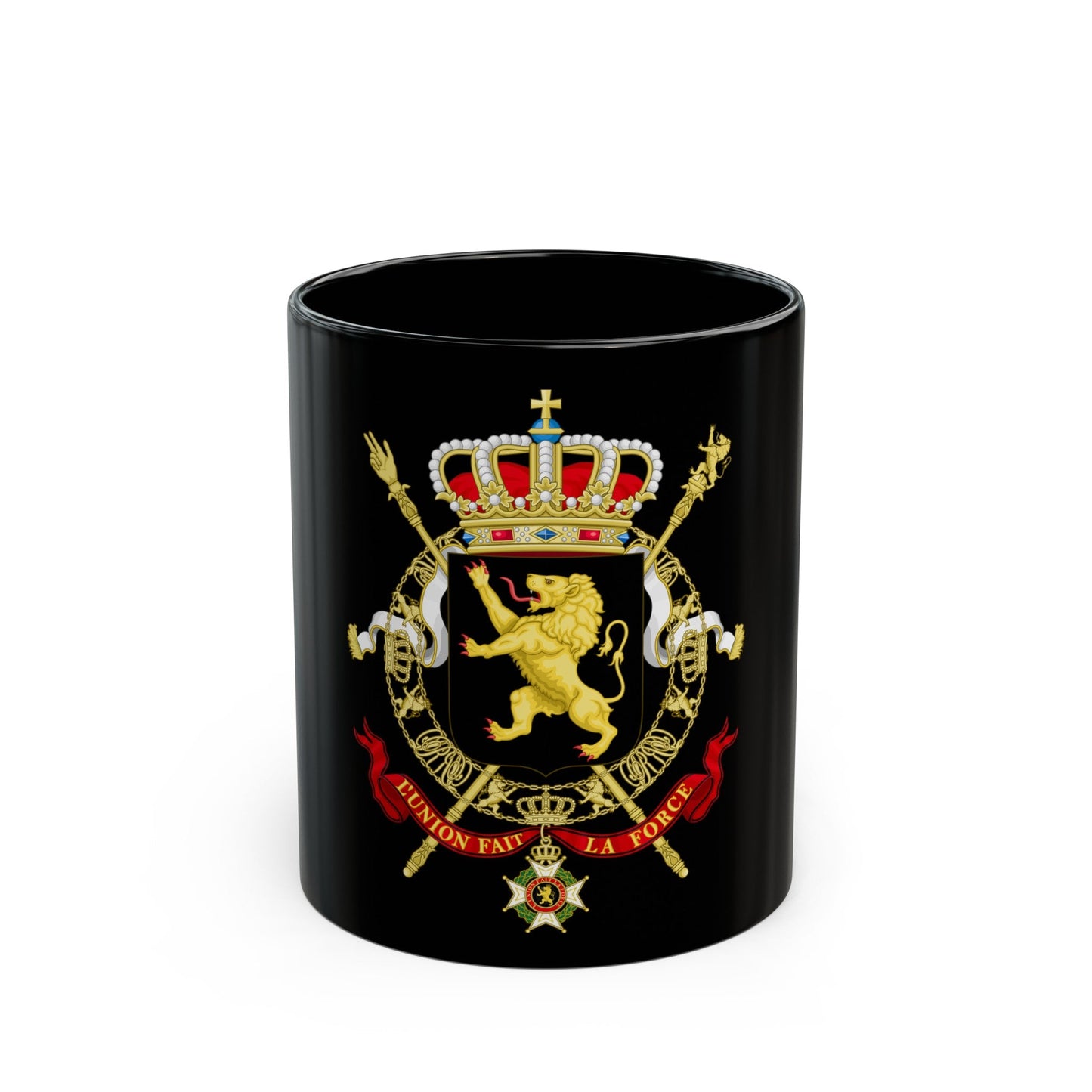 State Coat of Arms of Belgium - Black Coffee Mug-11oz-The Sticker Space