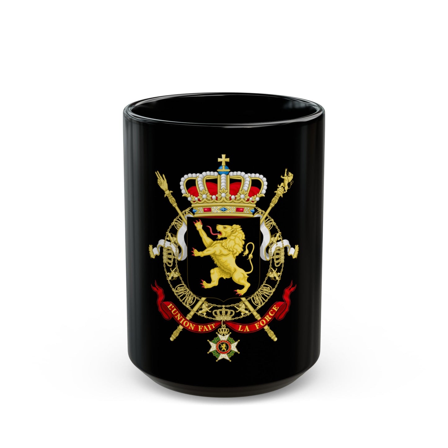 State Coat of Arms of Belgium - Black Coffee Mug-15oz-The Sticker Space