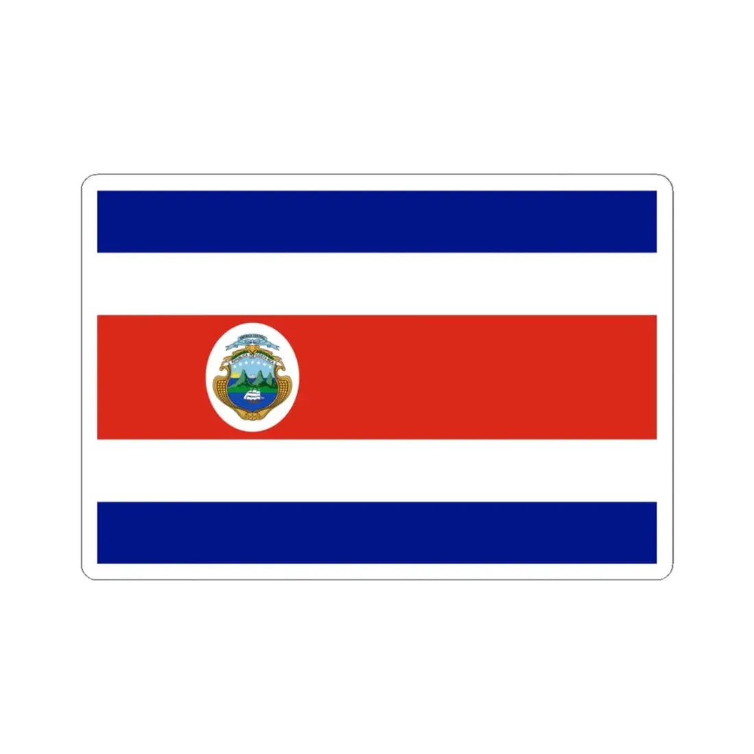 State Flag of Costa Rica 1964 3-2 (Costa Rica) STICKER Vinyl Kiss-Cut Decal 4 Inch White - The Sticker Space