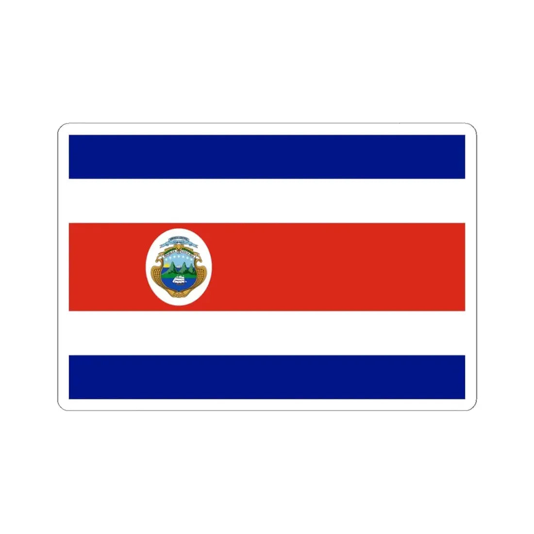 State Flag of Costa Rica 1964 3-2 (Costa Rica) STICKER Vinyl Kiss-Cut Decal 6 Inch White - The Sticker Space