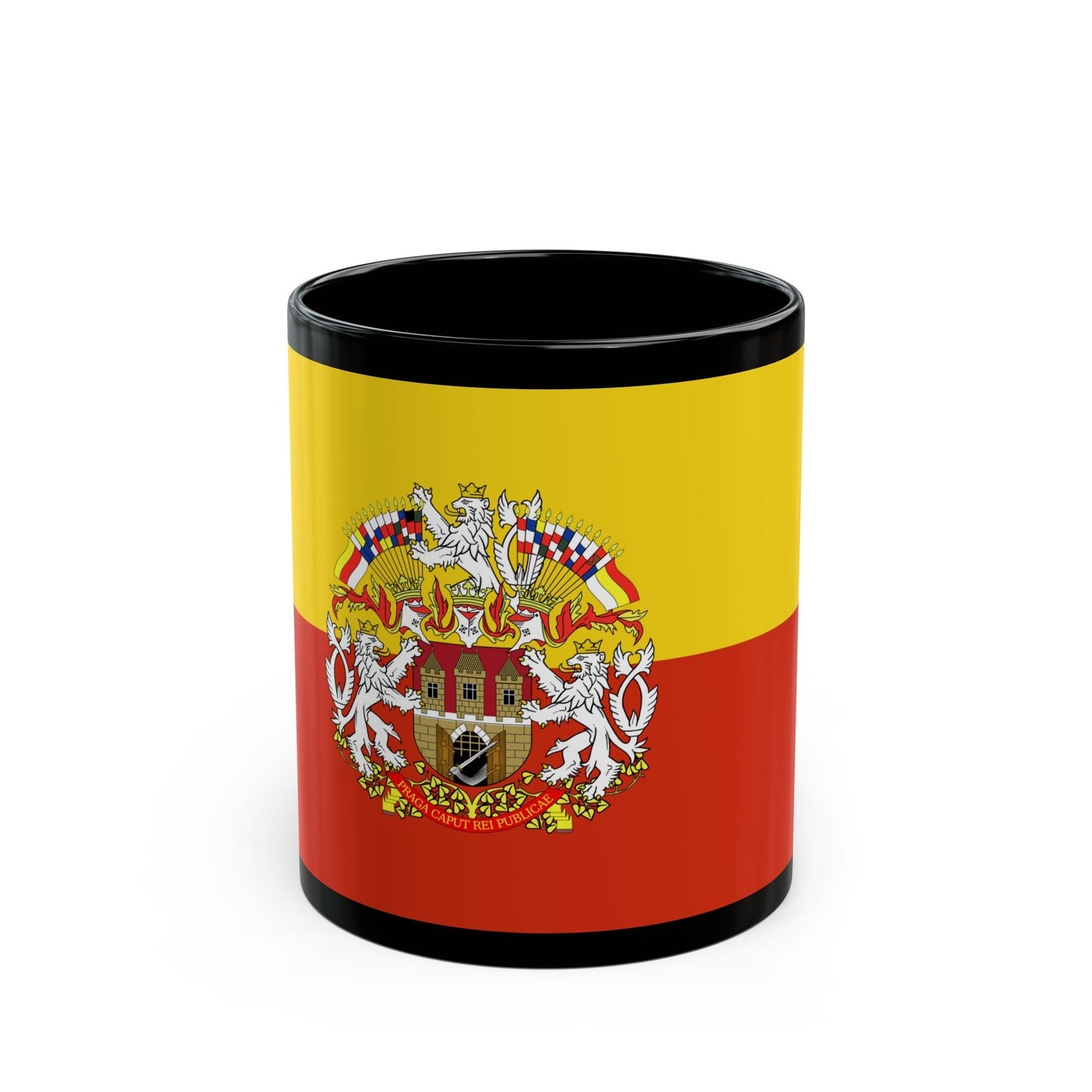 State Flag of Prague Czech Republic - Black Coffee Mug-11oz-The Sticker Space