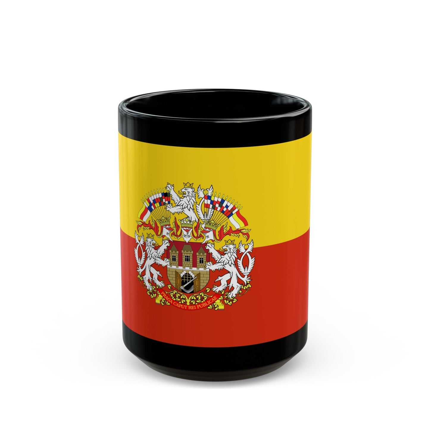 State Flag of Prague Czech Republic - Black Coffee Mug-15oz-The Sticker Space