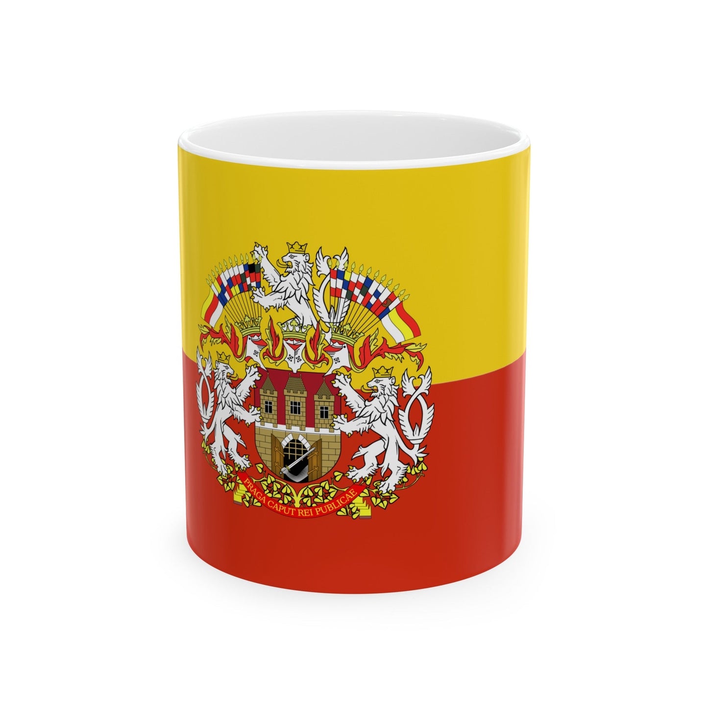 State Flag of Prague Czech Republic - White Coffee Mug-11oz-The Sticker Space