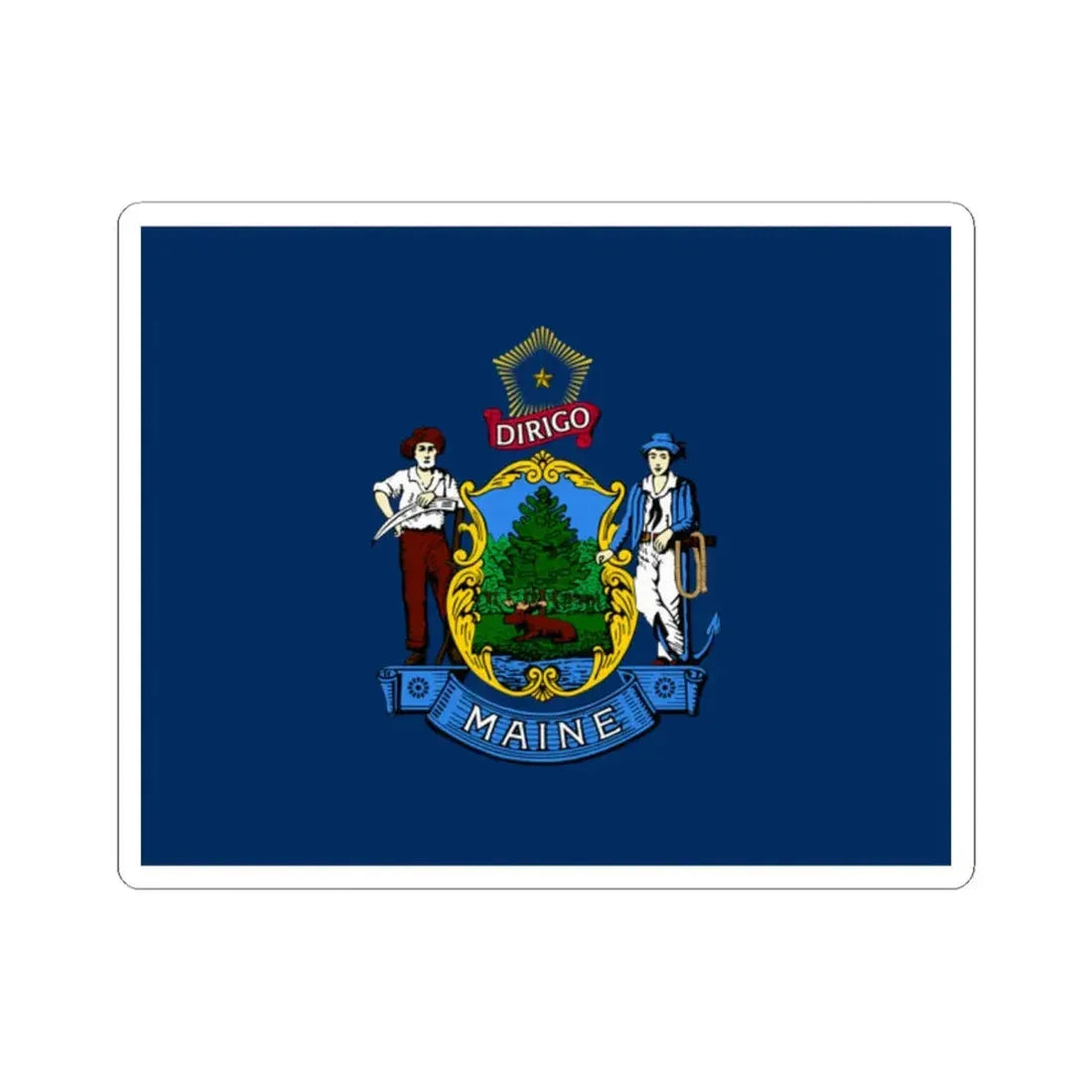 State of Maine Flag (United States) STICKER Vinyl Kiss-Cut Decal 2 Inch White - The Sticker Space