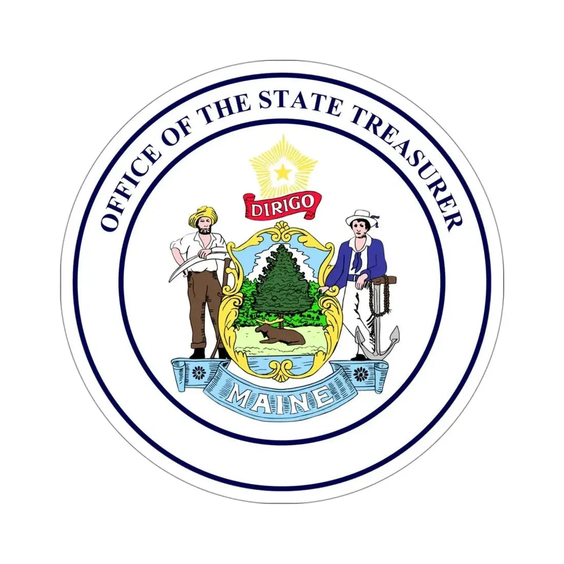 State Treasurer of Maine STICKER Vinyl Die-Cut Decal 4 Inch - The Sticker Space