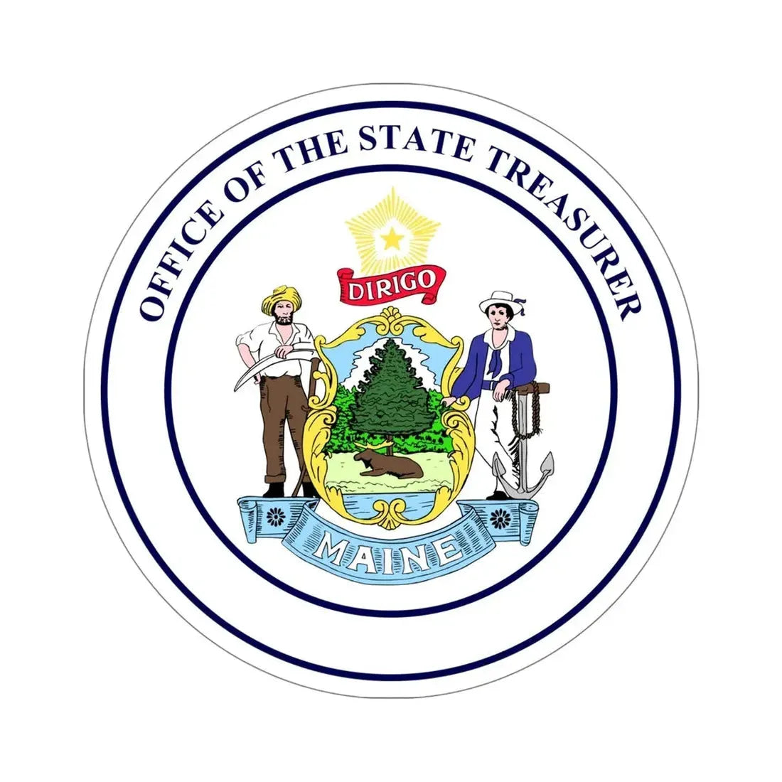 State Treasurer of Maine STICKER Vinyl Die-Cut Decal 5 Inch - The Sticker Space