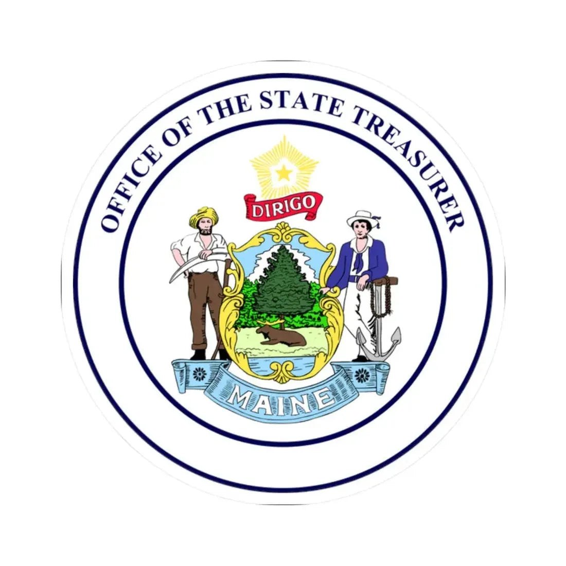 State Treasurer of Maine - STICKER Vinyl Kiss-Cut Decal 2 Inch White - The Sticker Space
