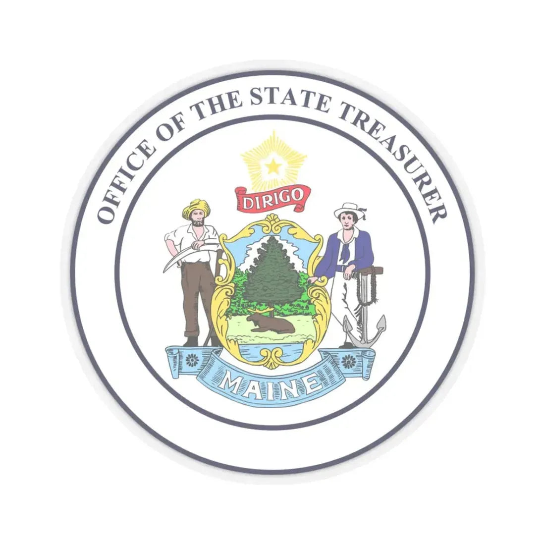 State Treasurer of Maine - STICKER Vinyl Kiss-Cut Decal 3 Inch Transparent - The Sticker Space