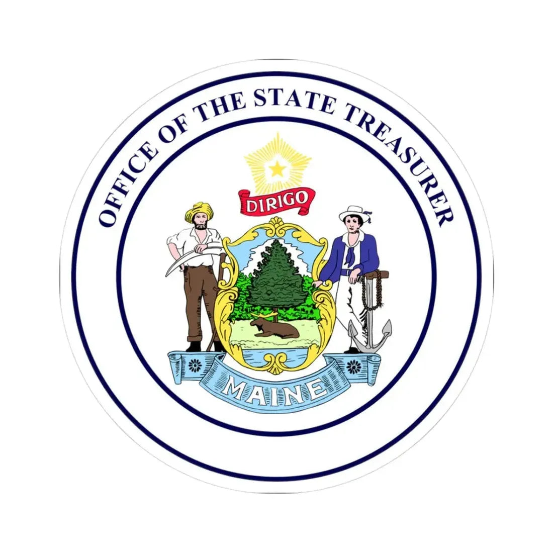 State Treasurer of Maine - STICKER Vinyl Kiss-Cut Decal 3 Inch White - The Sticker Space
