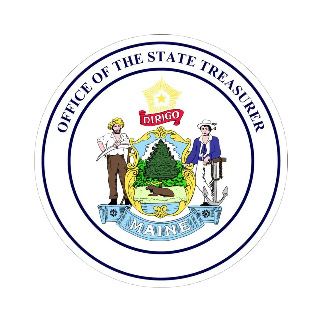 State Treasurer of Maine - STICKER Vinyl Kiss-Cut Decal 4 Inch White - The Sticker Space