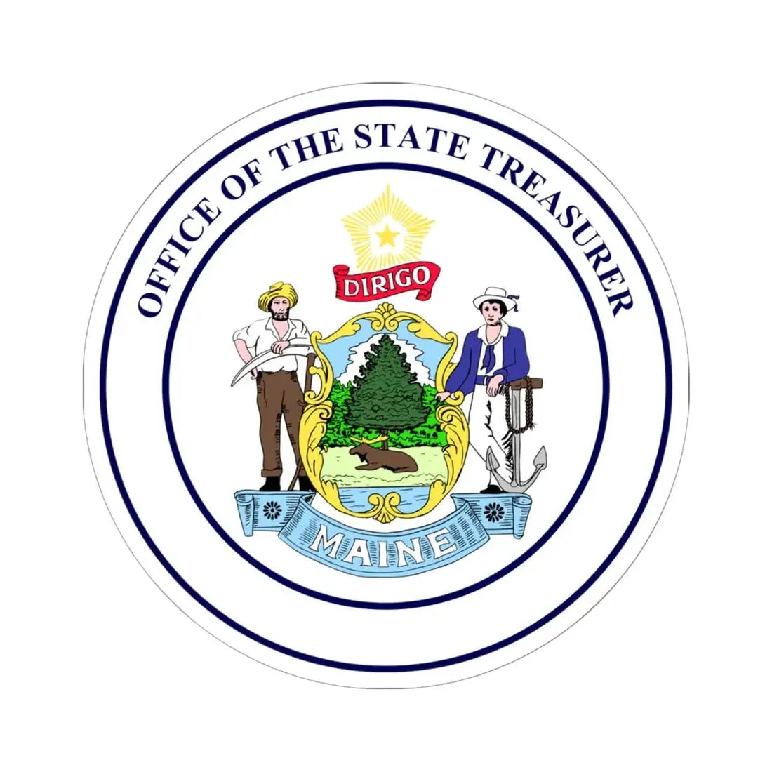 State Treasurer of Maine - STICKER Vinyl Kiss-Cut Decal 6 Inch White - The Sticker Space
