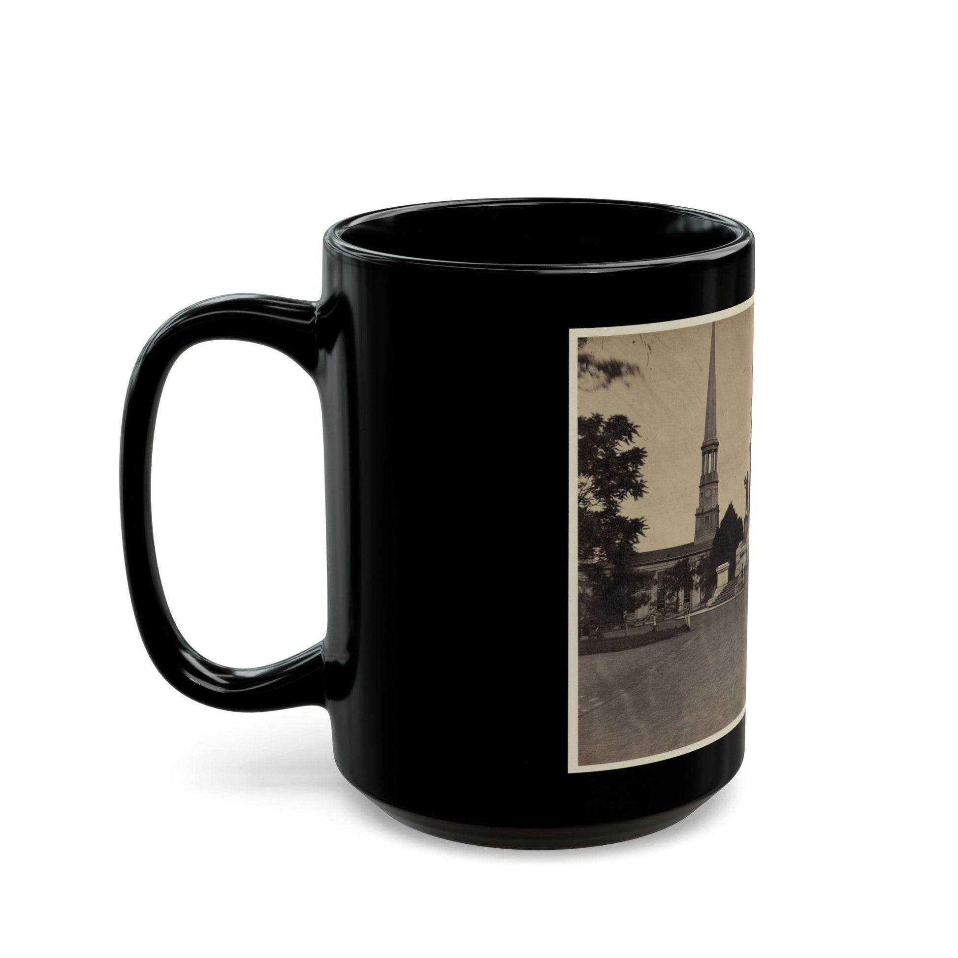 Statue Of George Washington On Horseback On Top Of A Monument In The Capitol Square Area Of Richmond, Virginia (U.S. Civil War) Black Coffee Mug-The Sticker Space