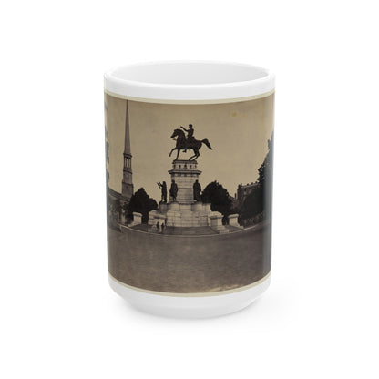 Statue Of George Washington On Horseback On Top Of A Monument In The Capitol Square Area Of Richmond, Virginia (U.S. Civil War) White Coffee Mug-15oz-The Sticker Space