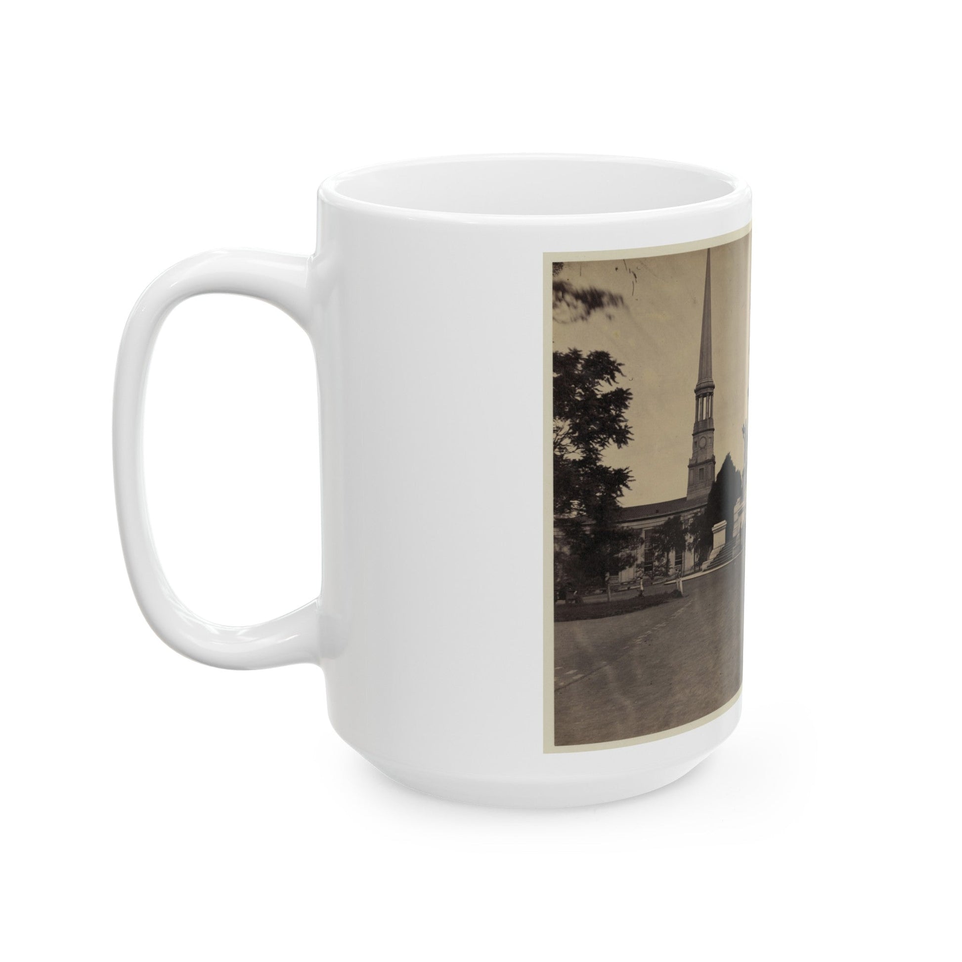 Statue Of George Washington On Horseback On Top Of A Monument In The Capitol Square Area Of Richmond, Virginia (U.S. Civil War) White Coffee Mug-The Sticker Space