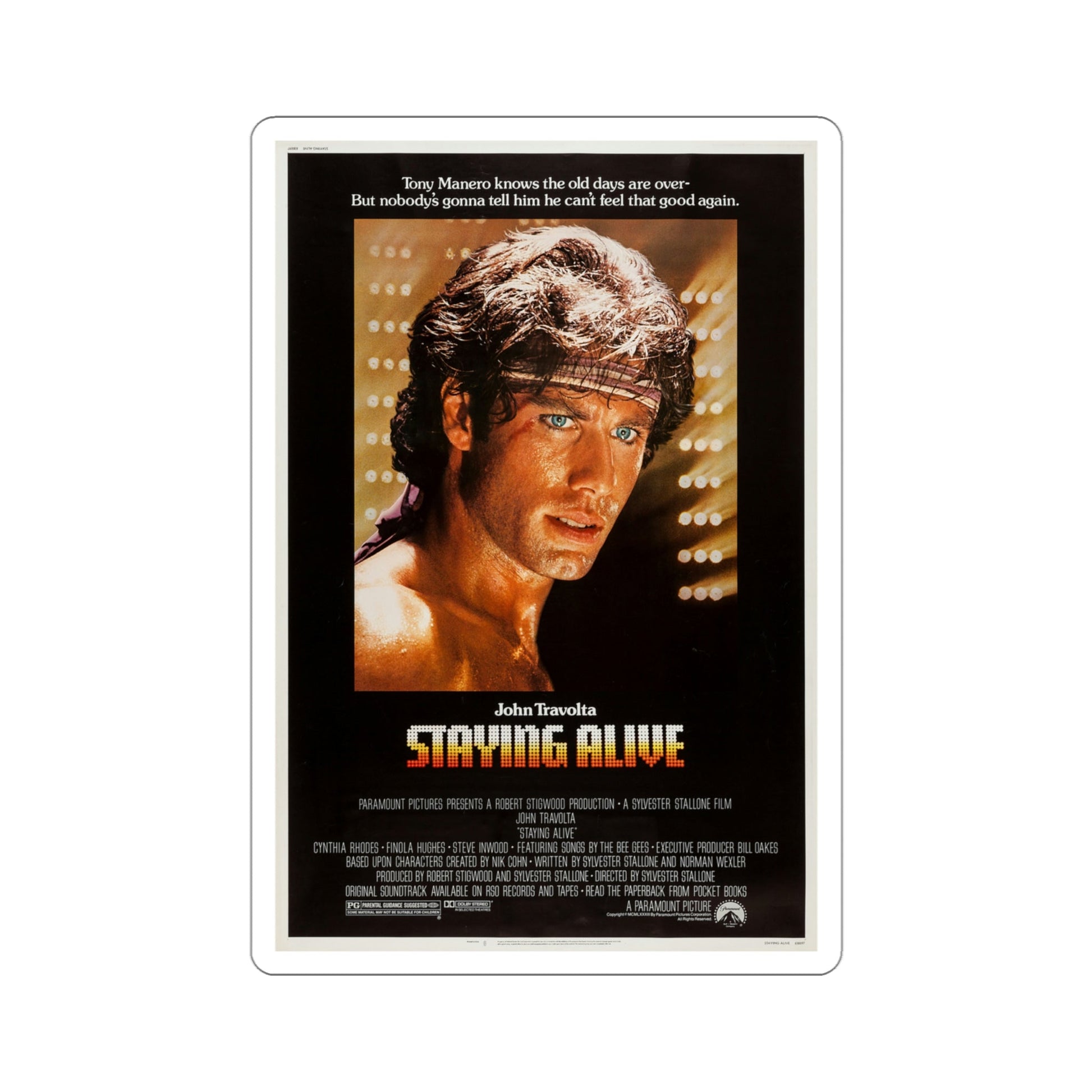 Staying Alive 1983 Movie Poster STICKER Vinyl Die-Cut Decal-4 Inch-The Sticker Space