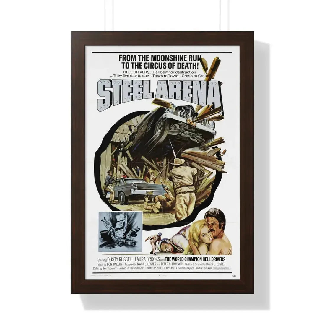 STEEL ARENA 1973 - Framed Movie Poster 16″ x 24″ Walnut - The Sticker Space