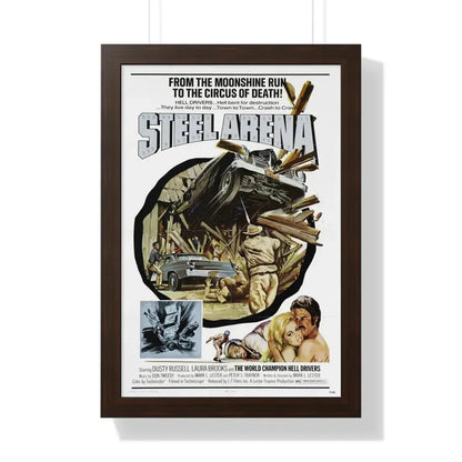 STEEL ARENA 1973 - Framed Movie Poster 16″ x 24″ Walnut - The Sticker Space